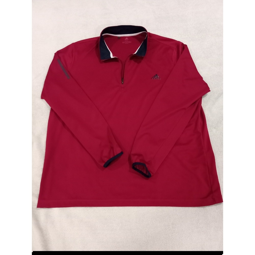 Mens Adidas 1/4 Zip Pullover Sweater Maroon 2XL